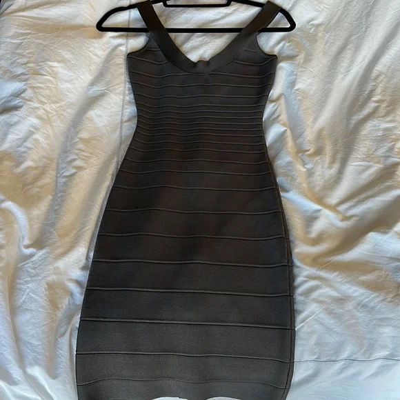 herve leger grey dress Grey Mock Neck Bandage Dress Herve Leger Dresses Herve Leger Icon Bandage  Dress Scoop Neck